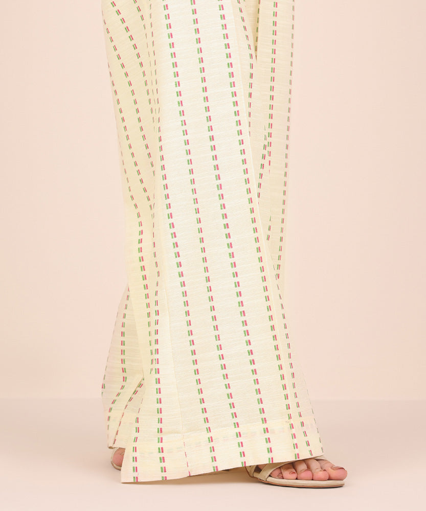 Women's Pret Printed Cream Khaddar Flared Trousers