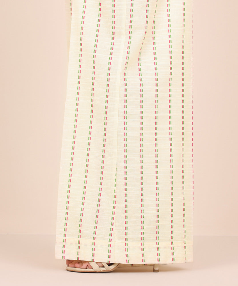 Women's Pret Printed Cream Khaddar Flared Trousers