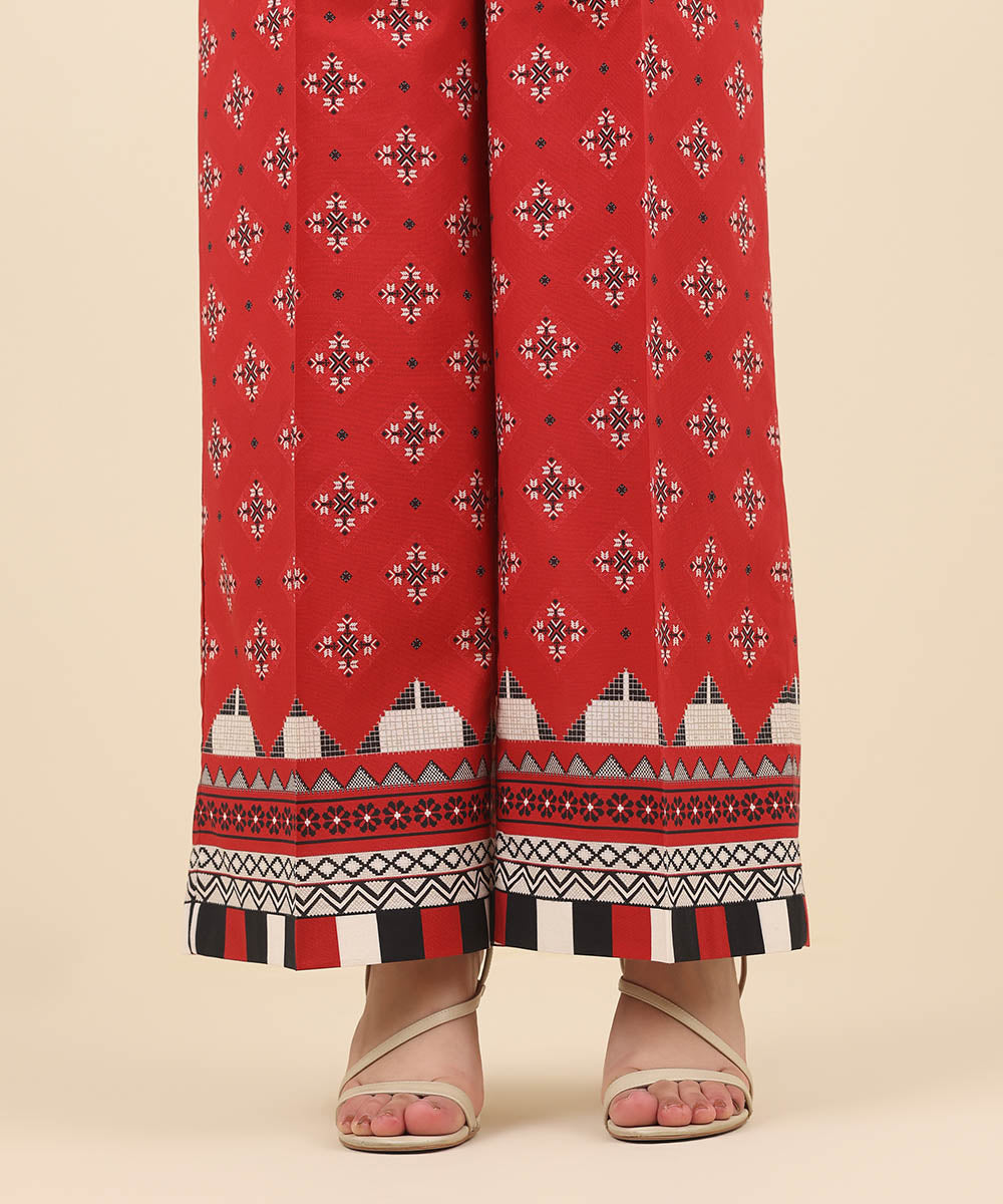 Women's Pret Cambric Red Printed Culottes