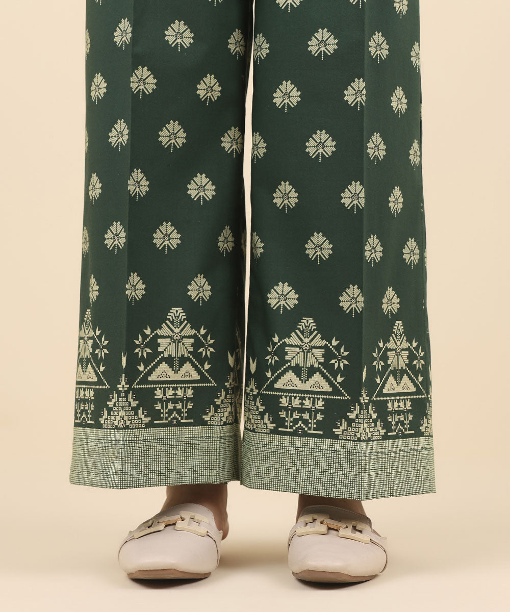 Women's Pret Cambric Green Printed Culottes