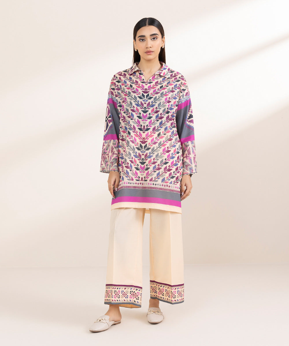 Women's Pret Cambric Multi Printed Boxy Shirt