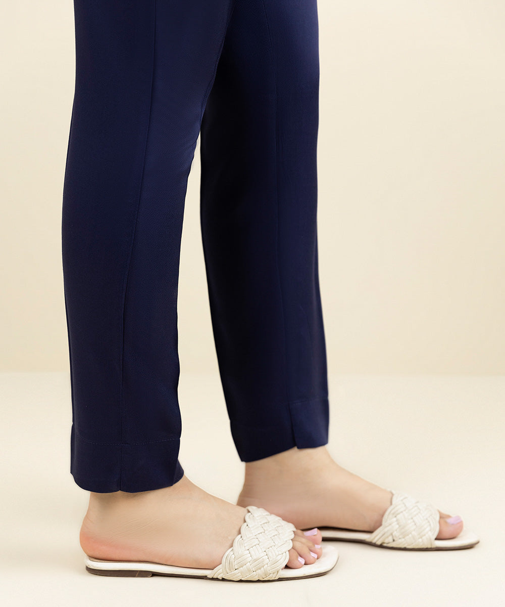 Women's Pret Bedford Solid Blue Cigarette Pants