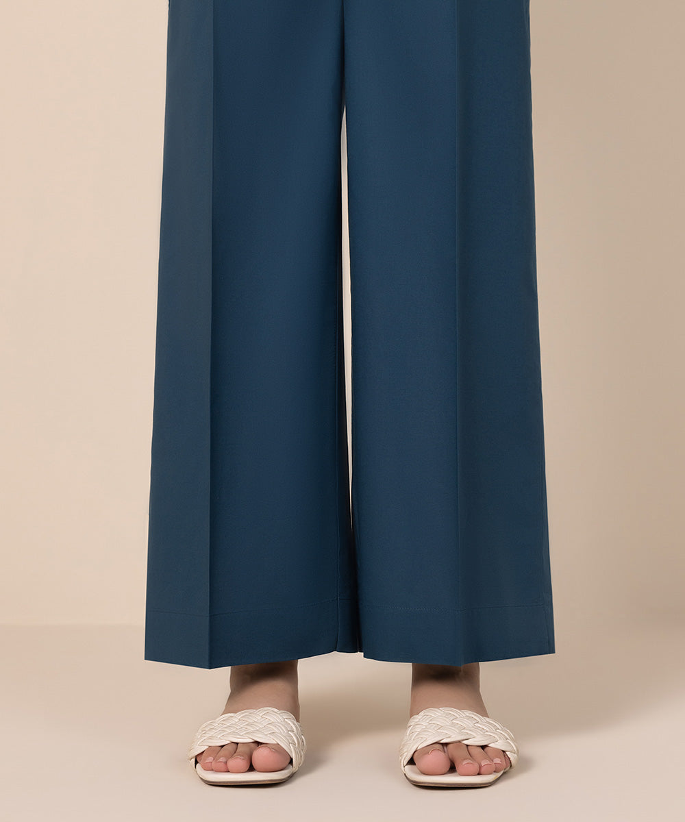 Women's Pret Cambric Blue Solid Culottes