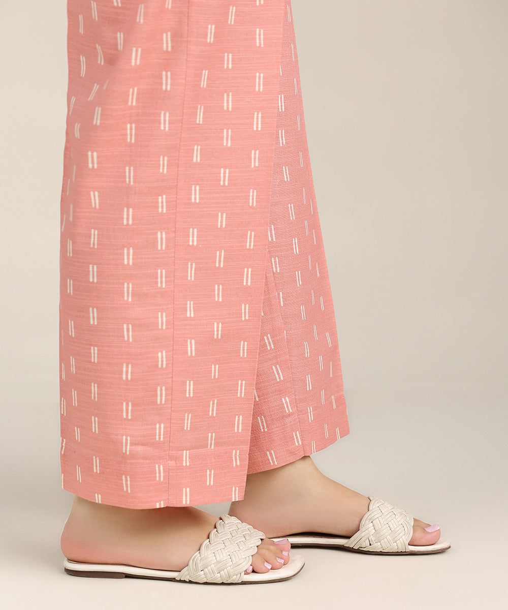 Women's Pret Khaddar Pink Printed Straight Pants