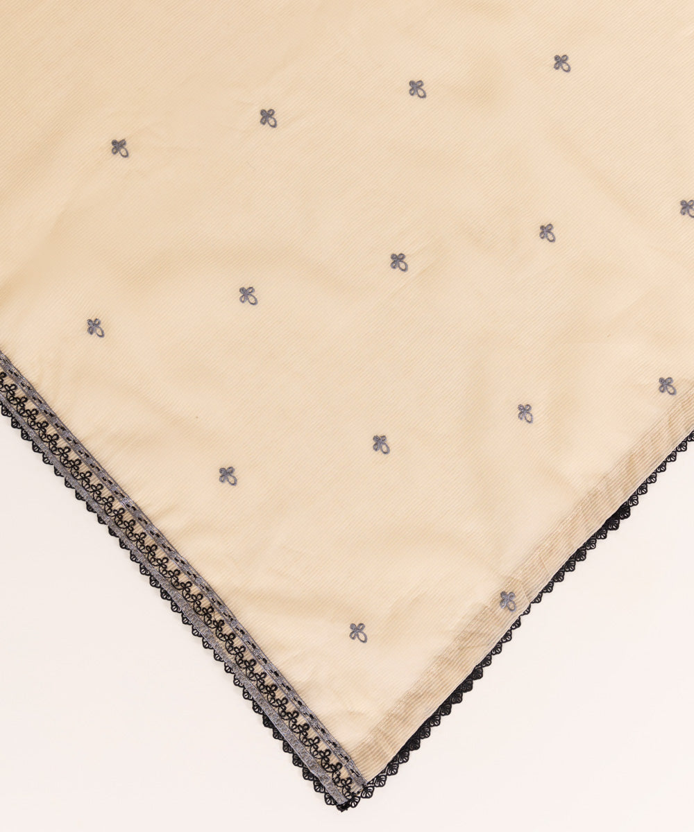 Blended Textured Karandi Beige Embroidered Dupatta