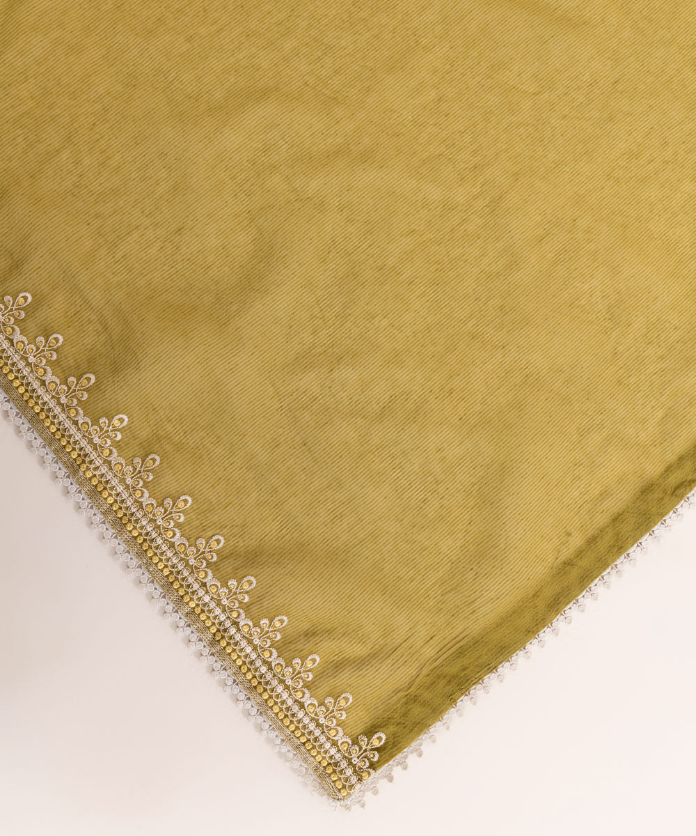 Blended Textured Karandi Yellow Embroidered Dupatta