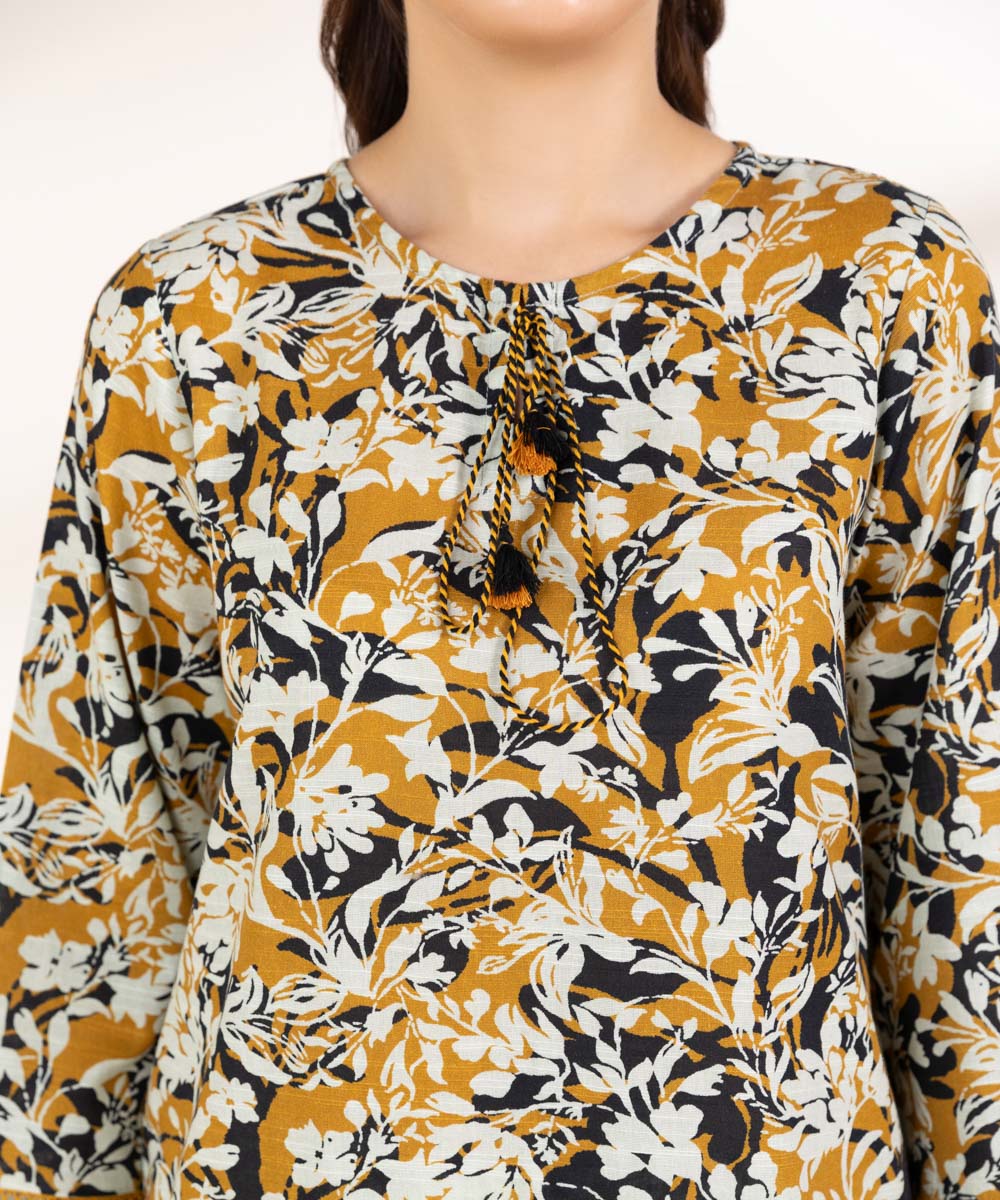 Women's Pret Lawn Printed Mustard A-Line Shirt