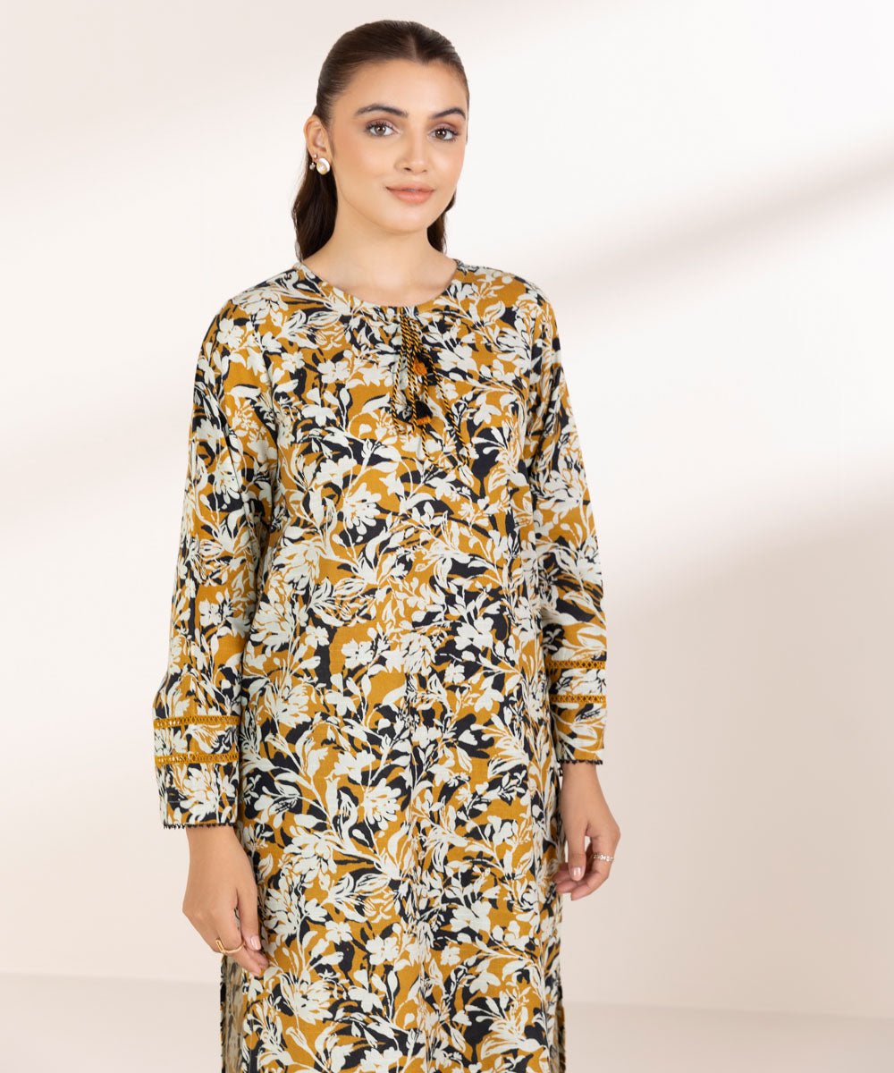 Women's Pret Lawn Printed Mustard A-Line Shirt