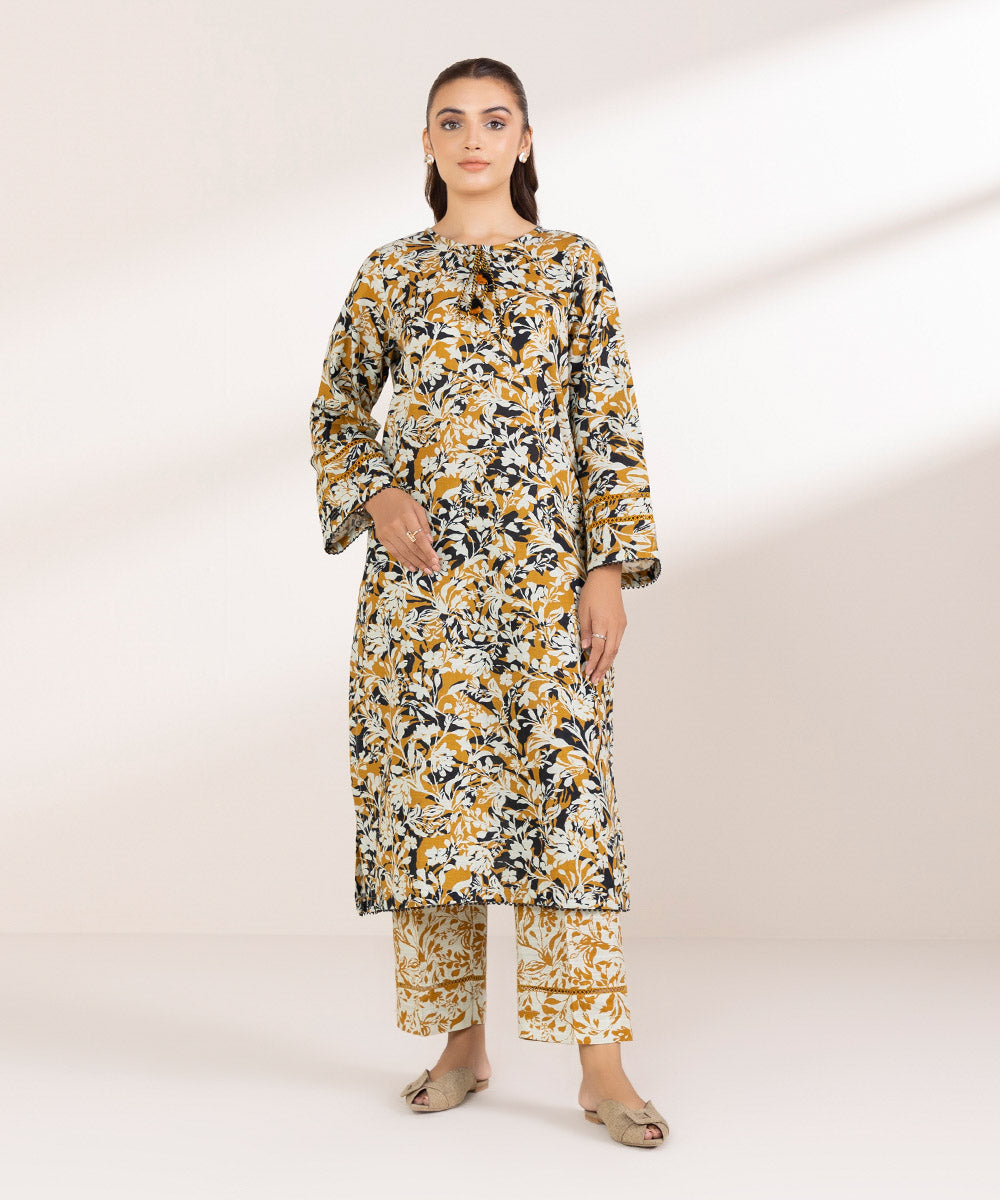 Women's Pret Lawn Printed Mustard A-Line Shirt