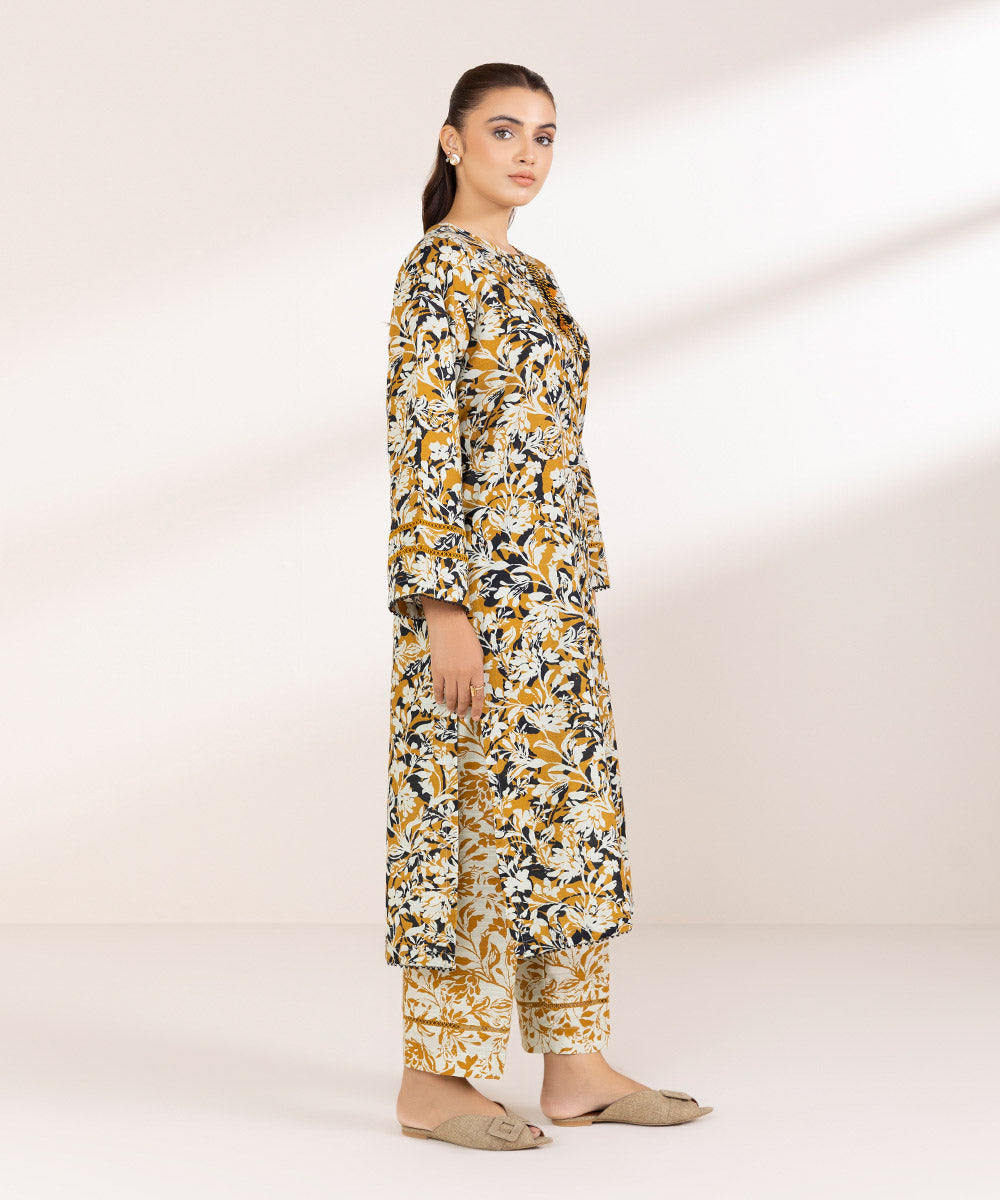 Women's Pret Lawn Printed Mustard A-Line Shirt