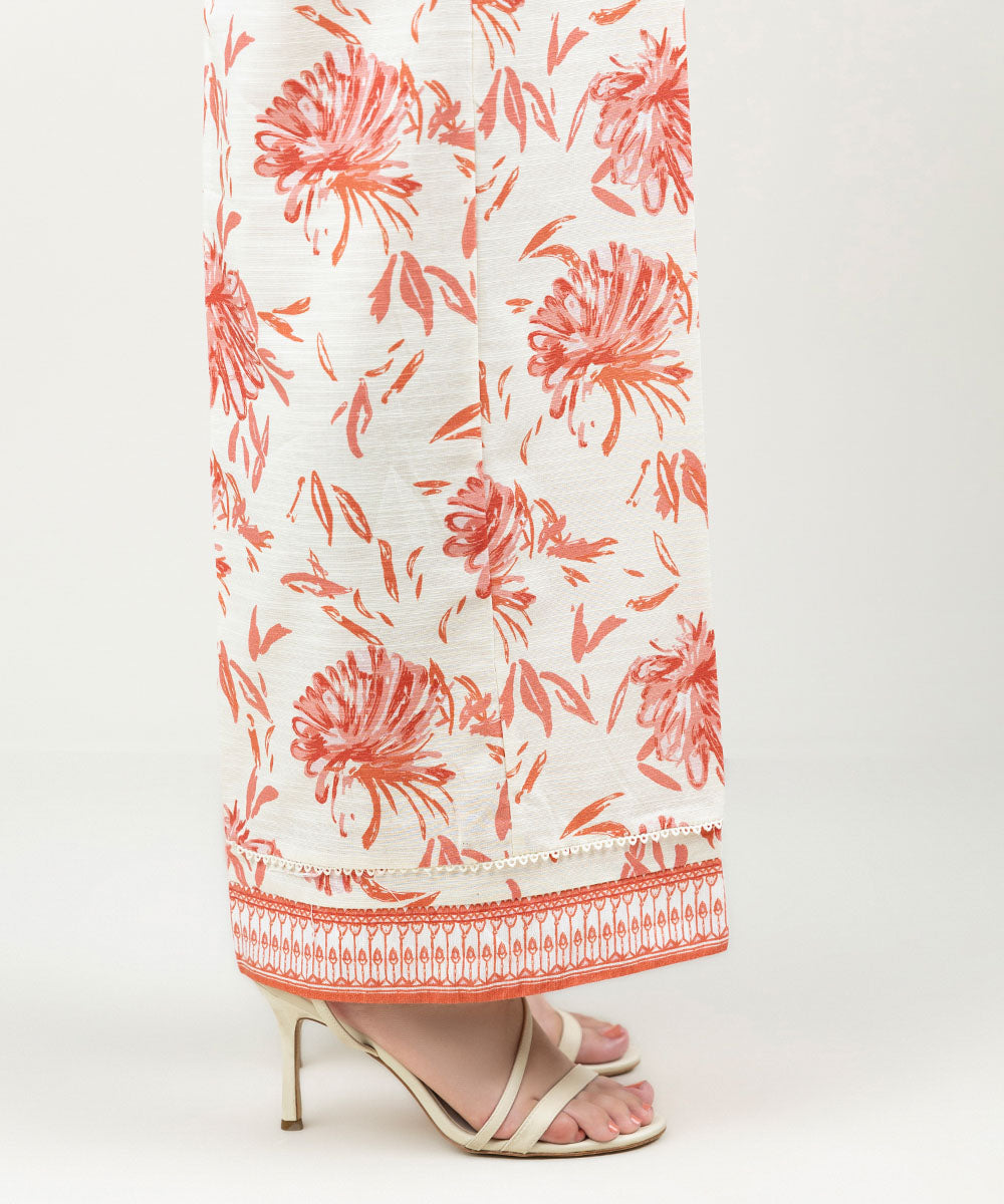 Women's Pret Khaddar Printed Off White Culottes