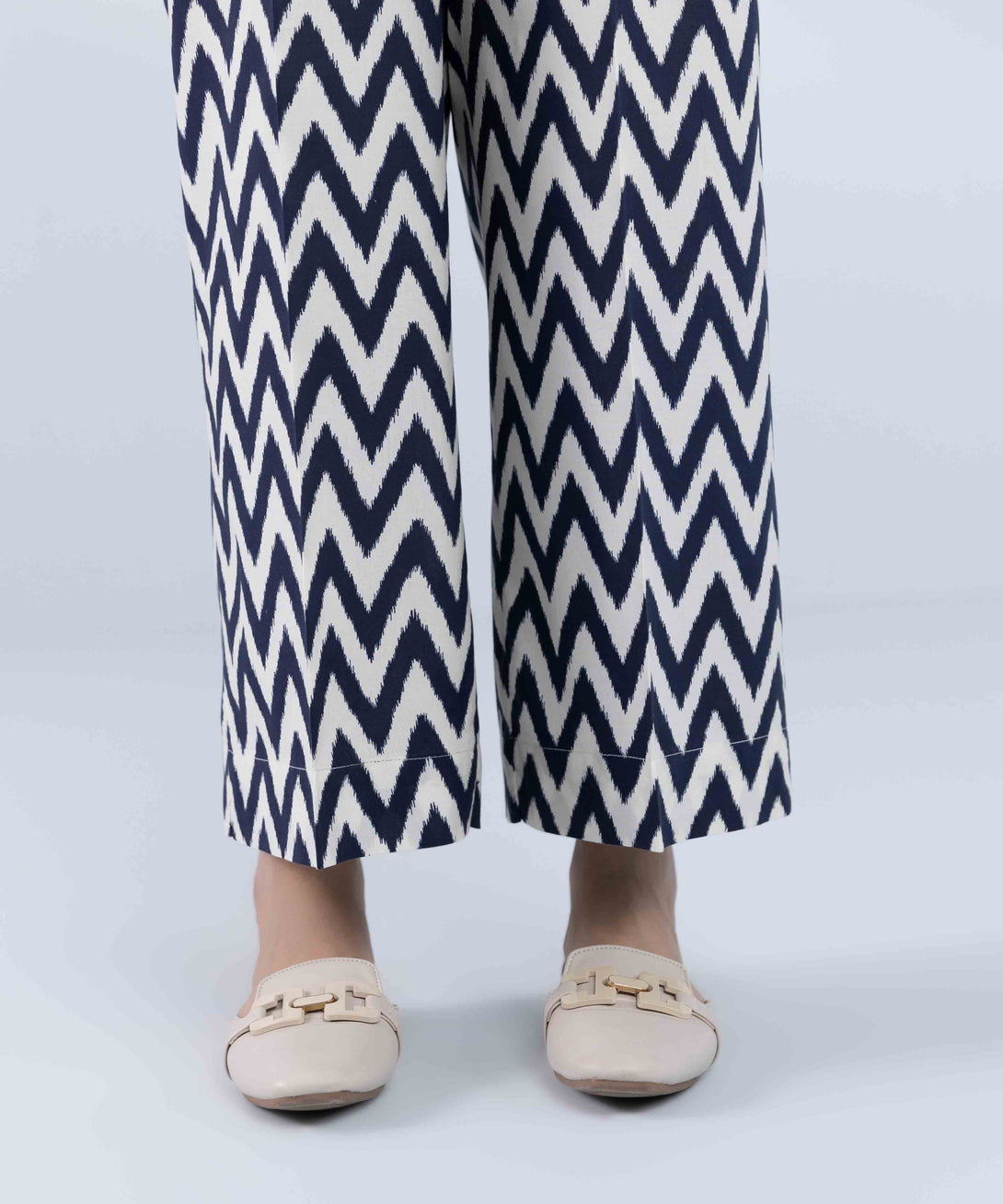 Women's Pret Cotton Viscose Printed White Culottes