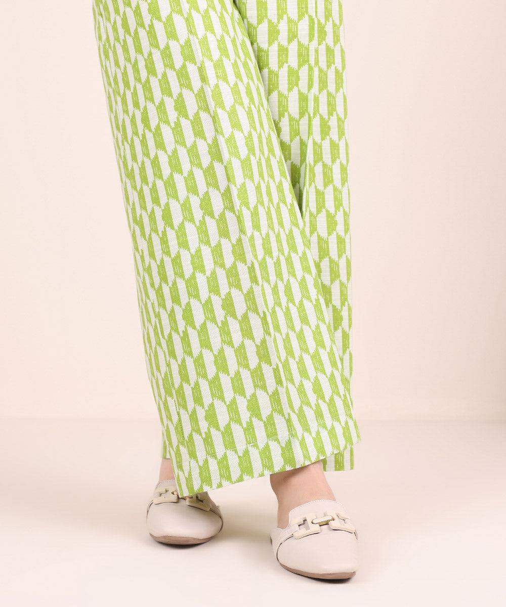 Women's Pret Khaddar Green Printed Culottes