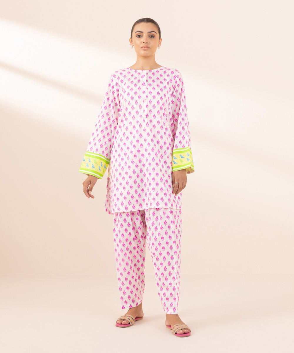 Women's Pret Arabic Lawn Pink Printed A-Line Shirt