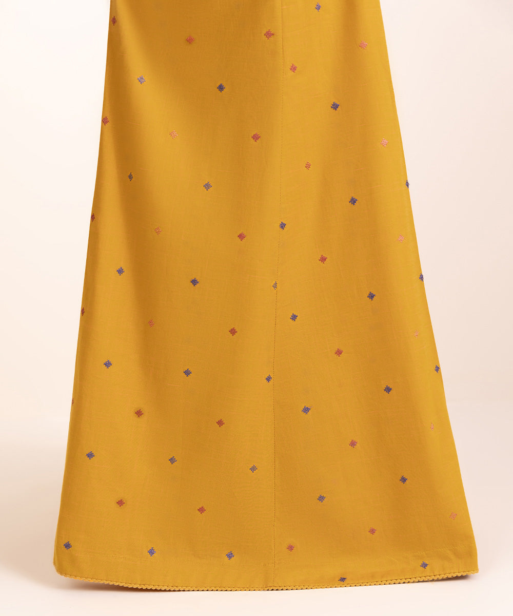 Women's Pret Textured Cotton Yellow Embroidered Sharara