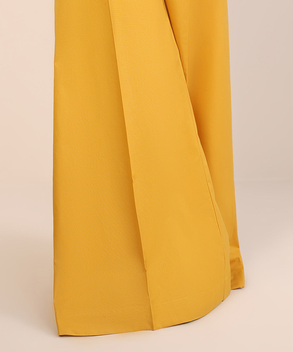 Women's Pret Cambric Yellow Solid Sharara