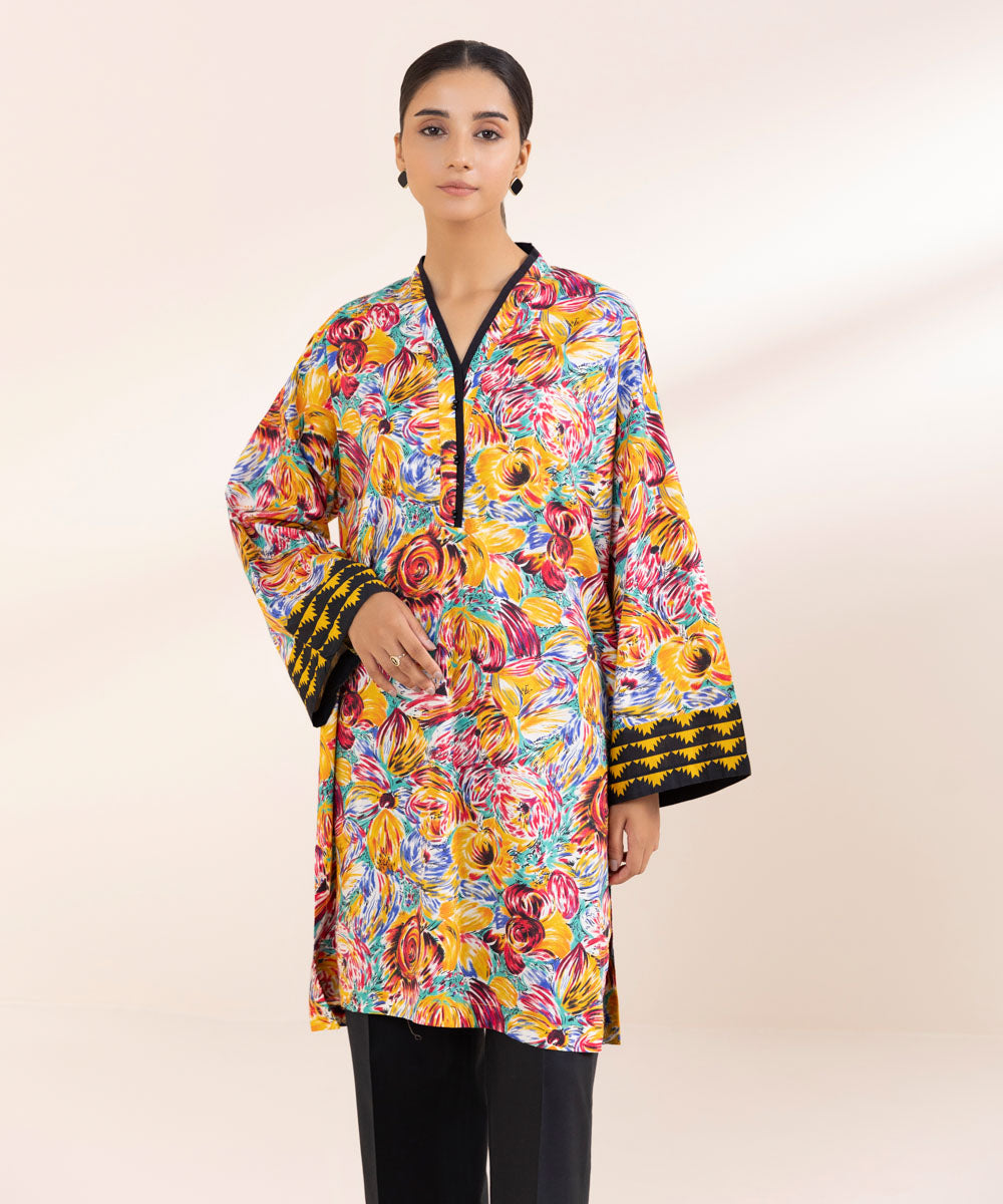 Women's Pret Cotton Viscose Multi Printed Boxy Shirt