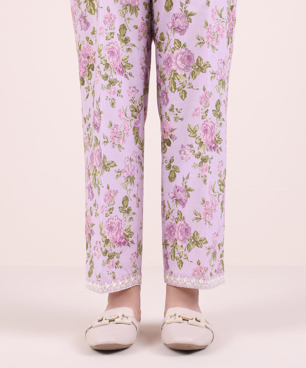 Women's Pret Cambric Embroidered Lilac Culottes