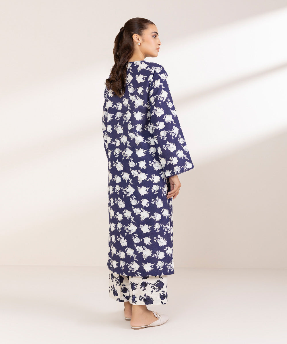 Women's Pret Khaddar Printed Indigo Boxy Shirt