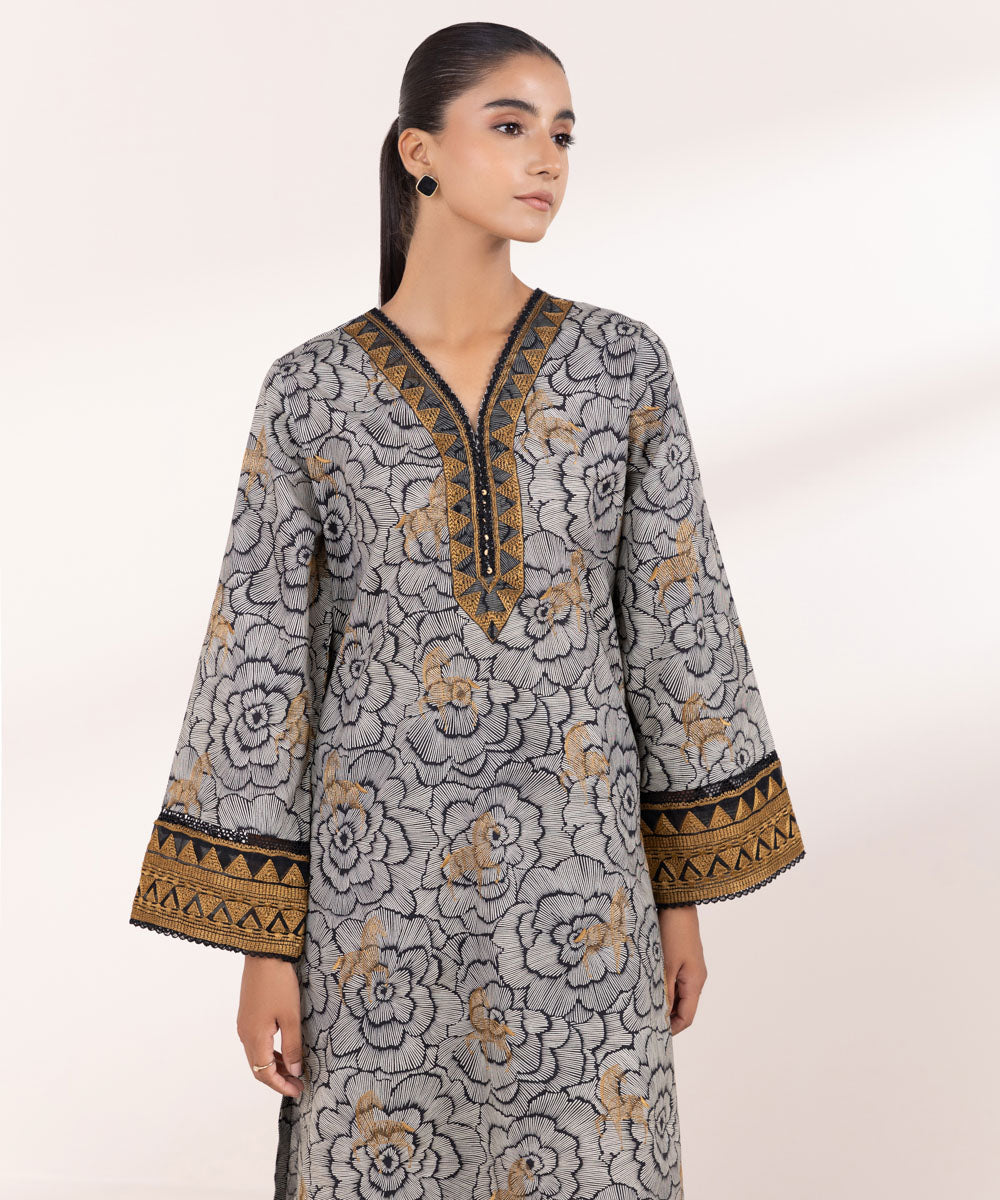 Women's Pret Cambric Multi Embroidered Straight Shirt