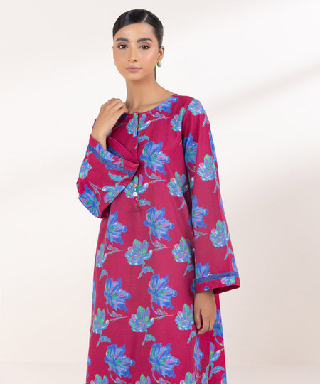 Women's Pret Light Khaddar Printed Pink A-Line Shirt