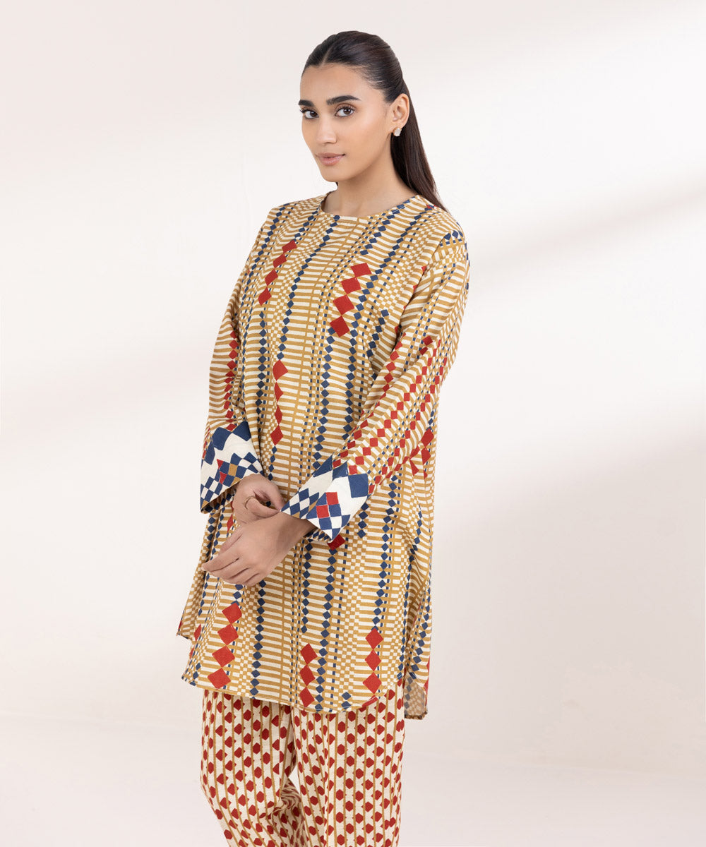 Women's Pret Light Khaddar Printed Multi Boxy Shirt