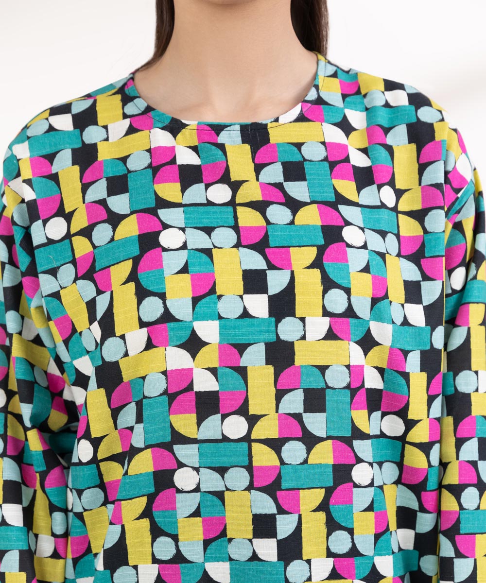 Women's Pret Light Khaddar Printed Multi Boxy Shirt