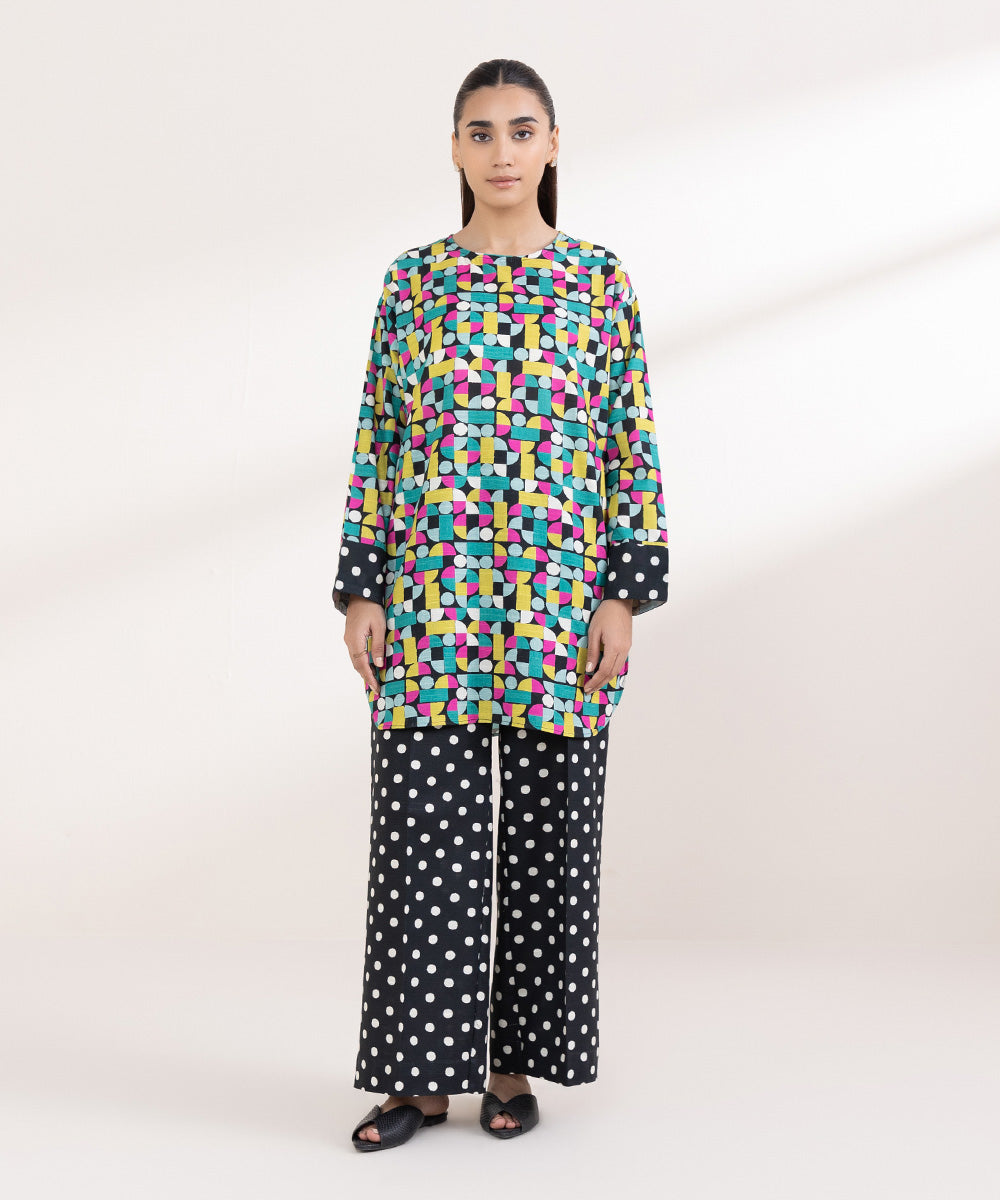 Women's Pret Light Khaddar Printed Multi Boxy Shirt