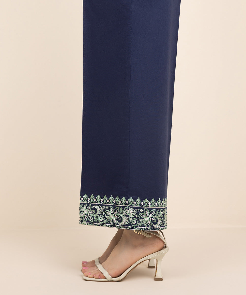 Women's Pret Cambric Blue Embroidered Culottes