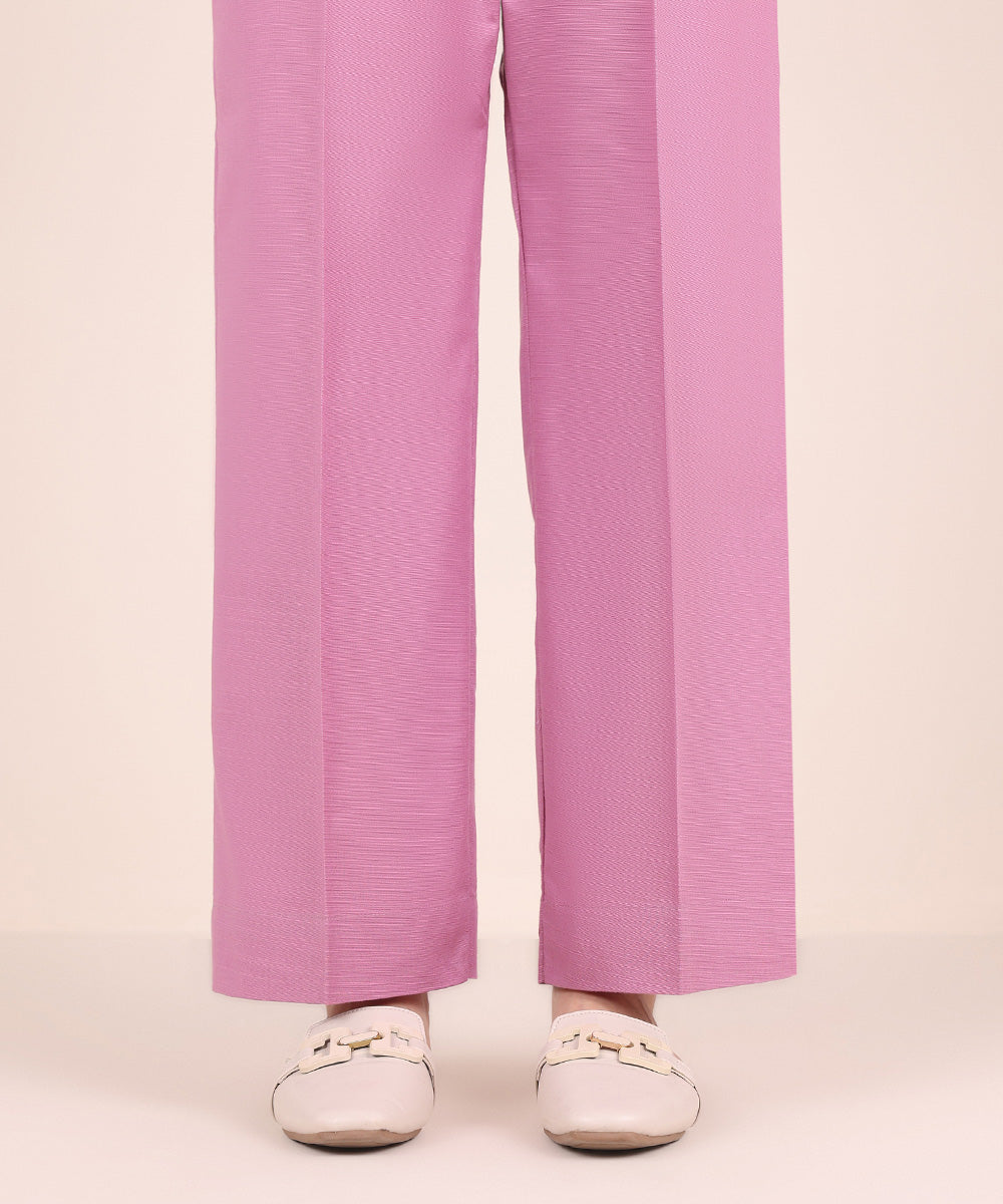 Women's Pret Khaddar Purple Solid Straight Pants