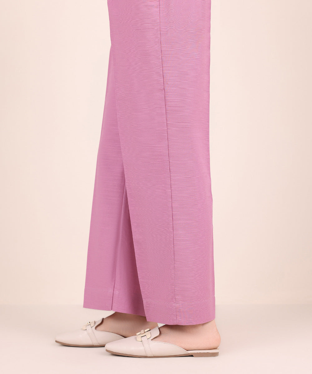 Women's Pret Khaddar Purple Solid Straight Pants