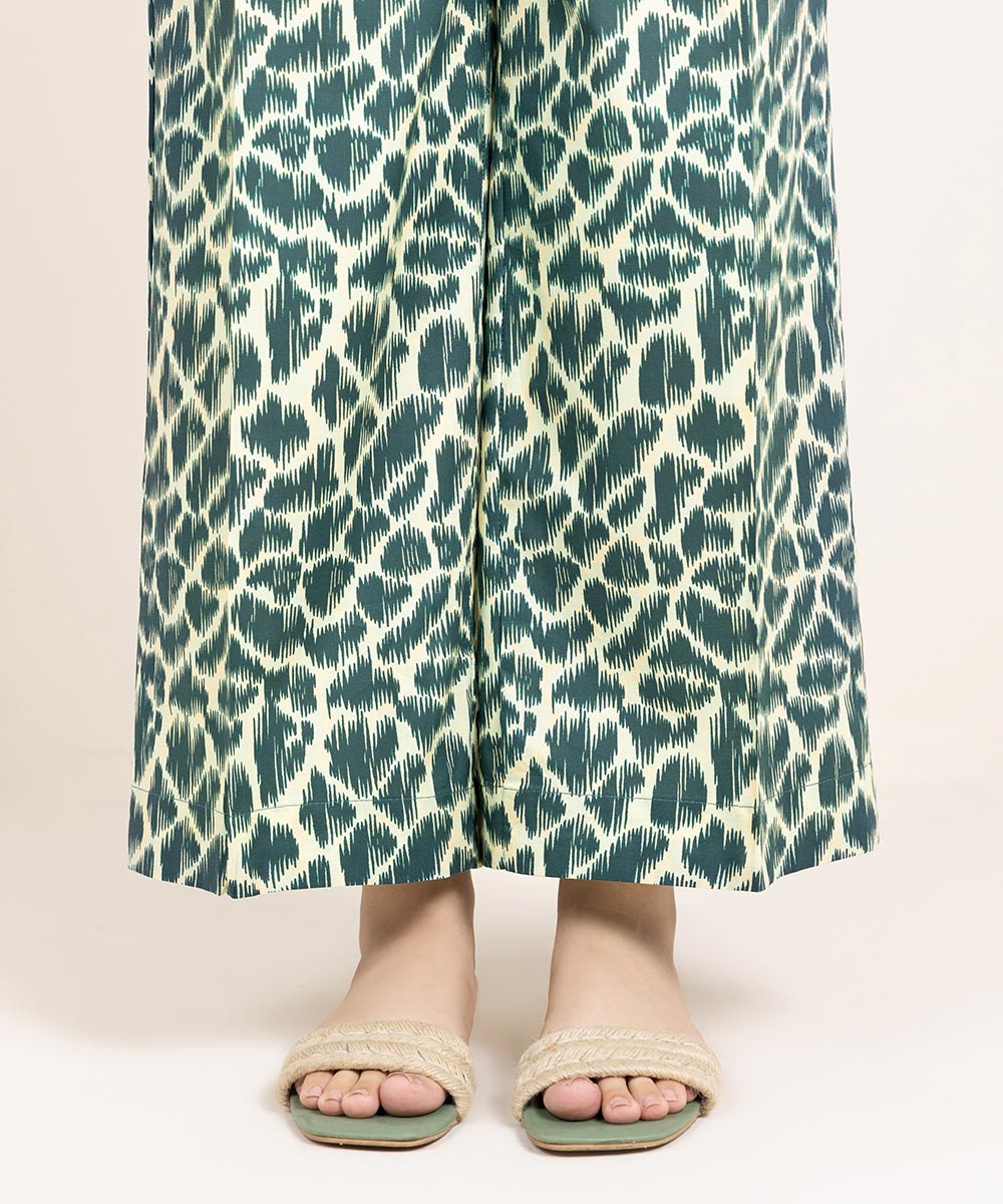 Women's Pret Cambric Printed Green Culottes