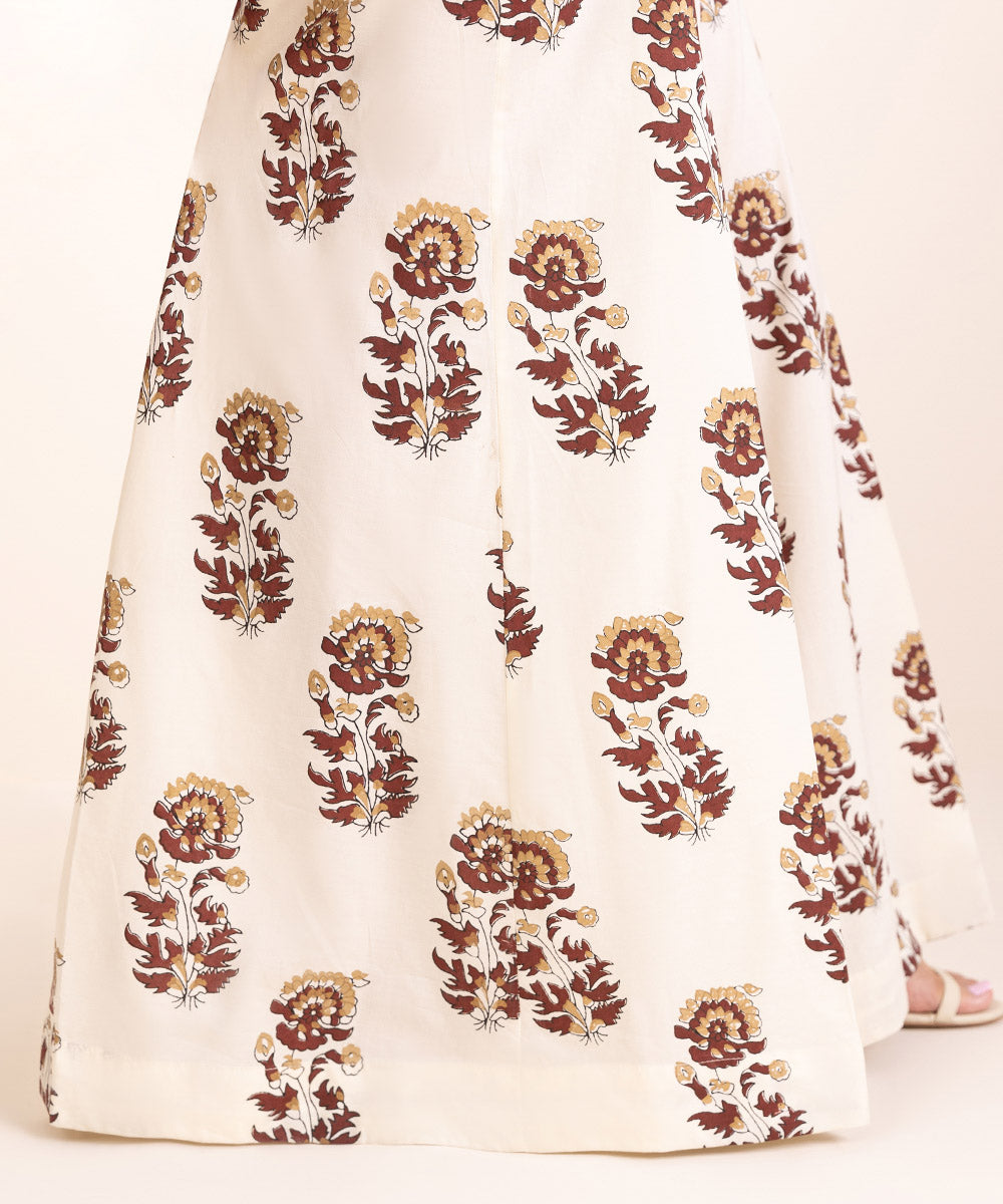 Women's Pret Cotton Viscose Off White Printed Sharara