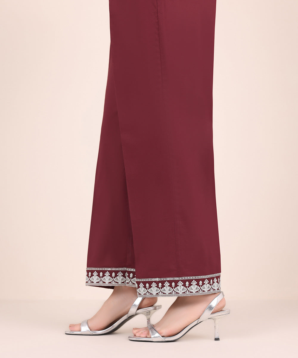 Women's Pret Cambric Red Embroidered Culottes