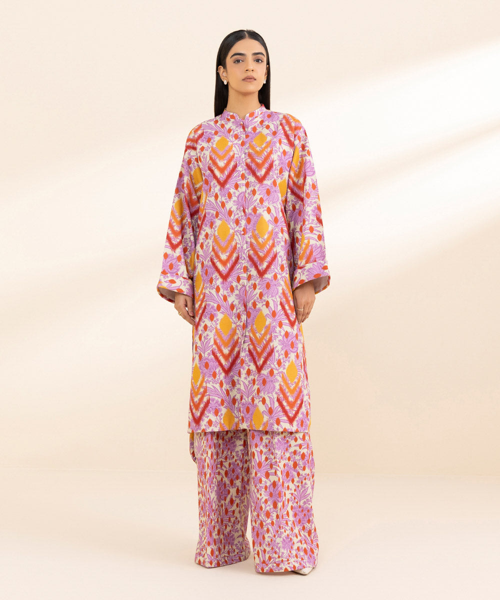 Women's Unstitched Khaddar Printed Multi 2 Piece Suit