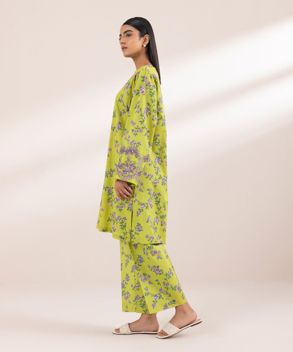 Women's Pret Lawn Printed Embroidered Green Straight Shirt
