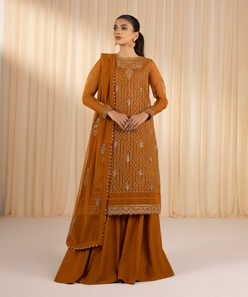 Magenta/Mustard Organza Suit | Pakistani Wedding Dresses