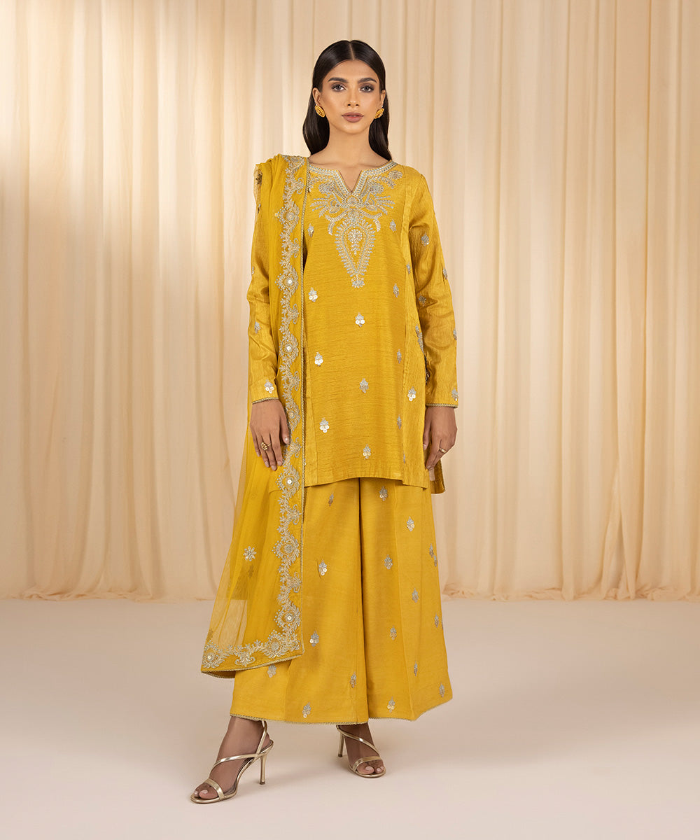 Mehendi Green Front Cut Suit Set – Amoli Clothing