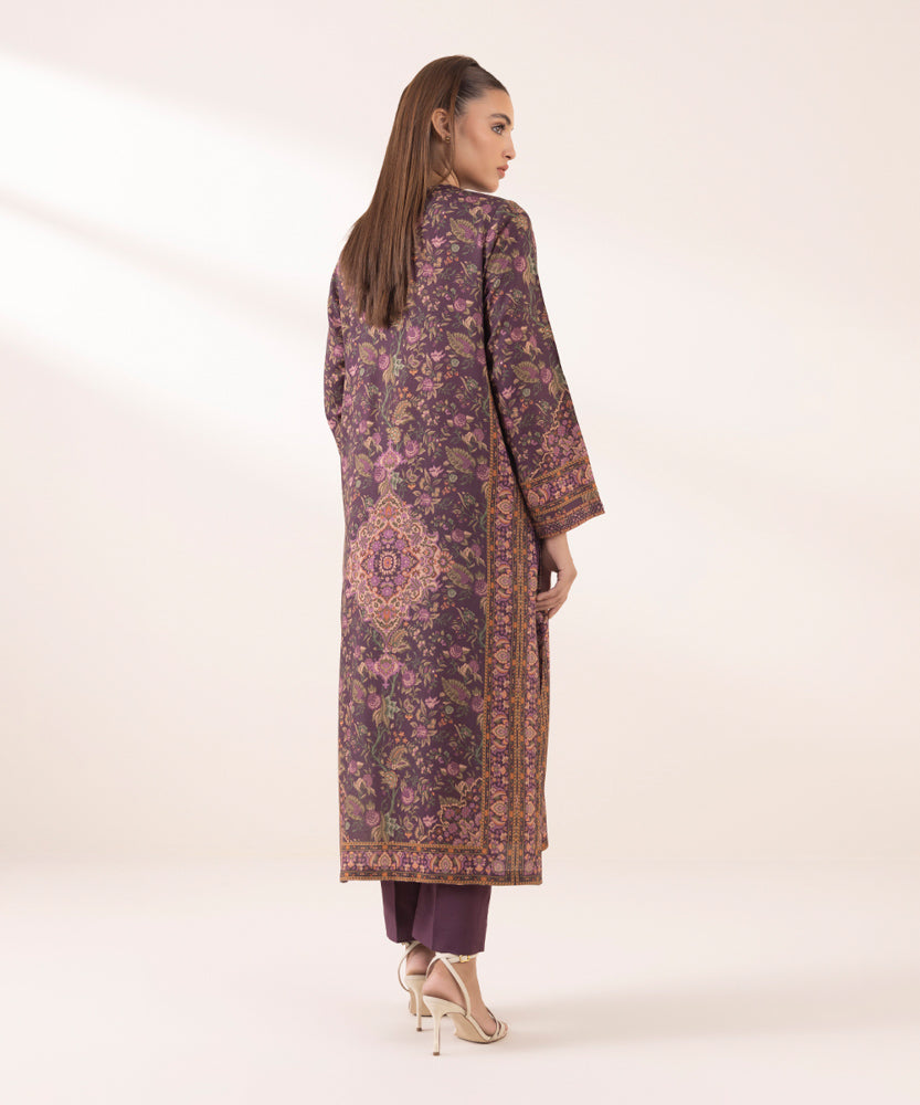 Women's Pret Printed Mulberry Purple Linen A Line Shirt