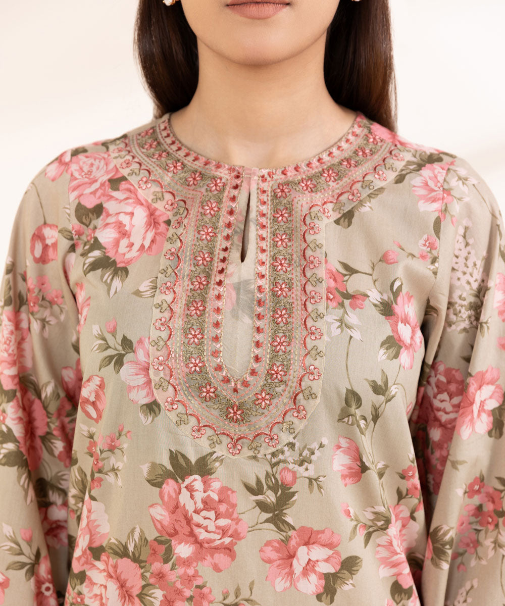 Women's Pret Cambric Multi Embroidered A-Line Shirt