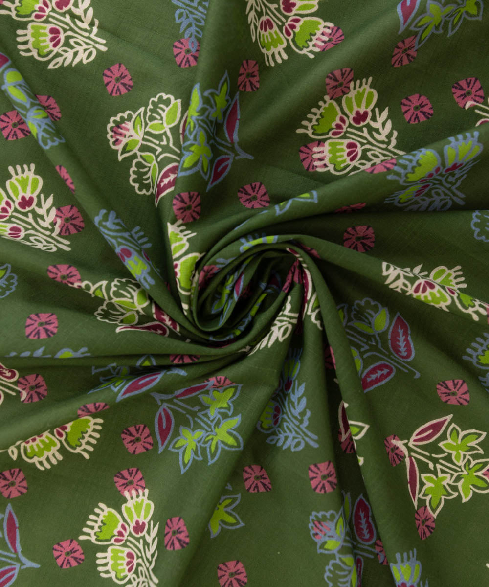 Textured Voile Green Printed Dupatta