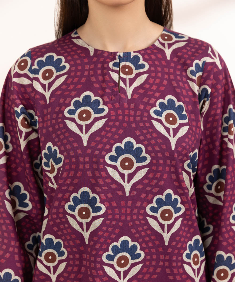 Women's Pret Cambric Red Printed A-Line Shirt