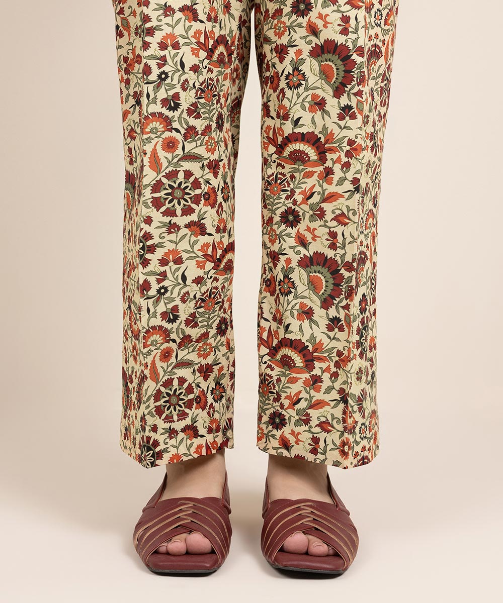 Women's Pret Cambric Printed Multi Straight Pants