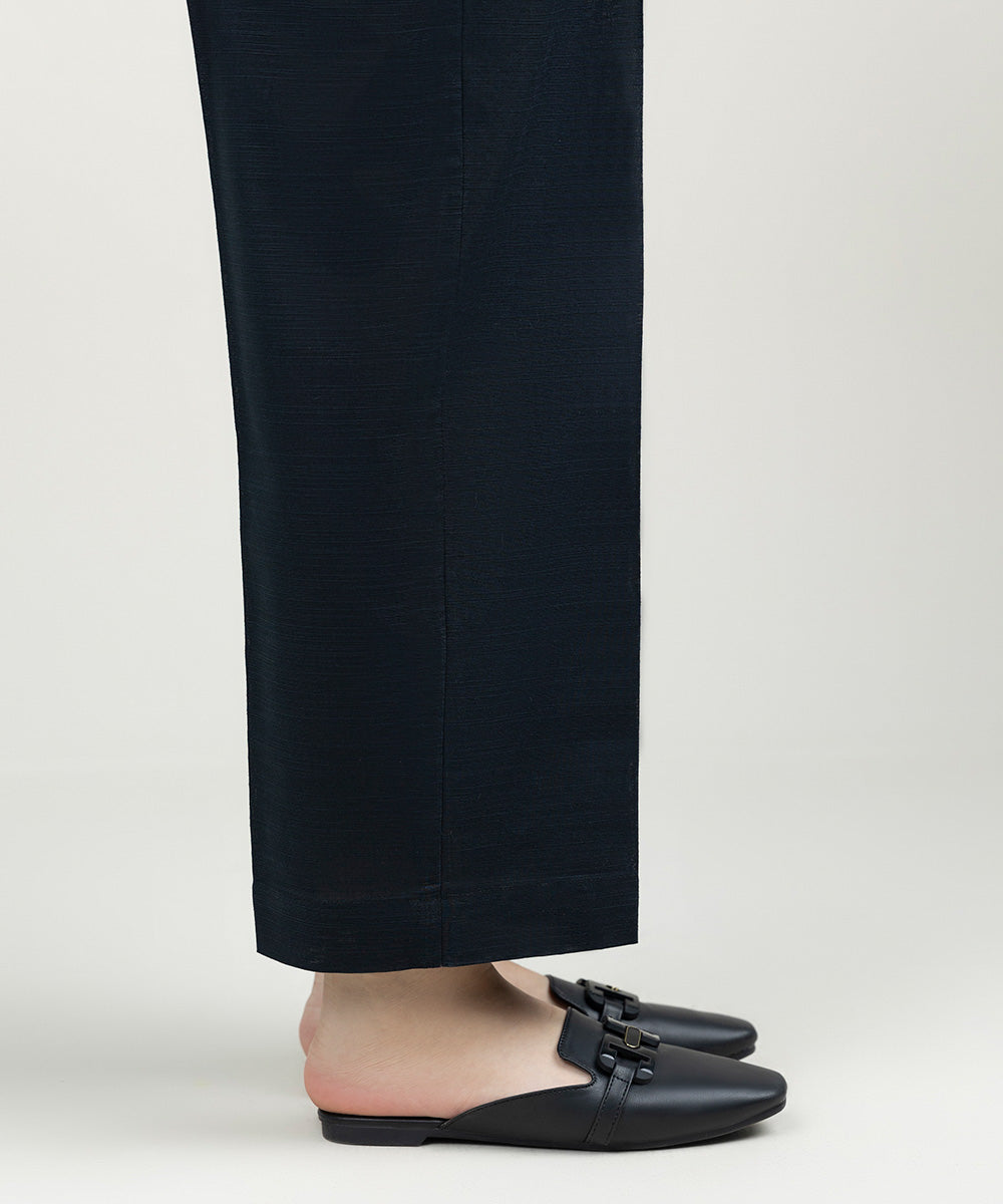 Women's Pret Khaddar Solid Black Straight Pants