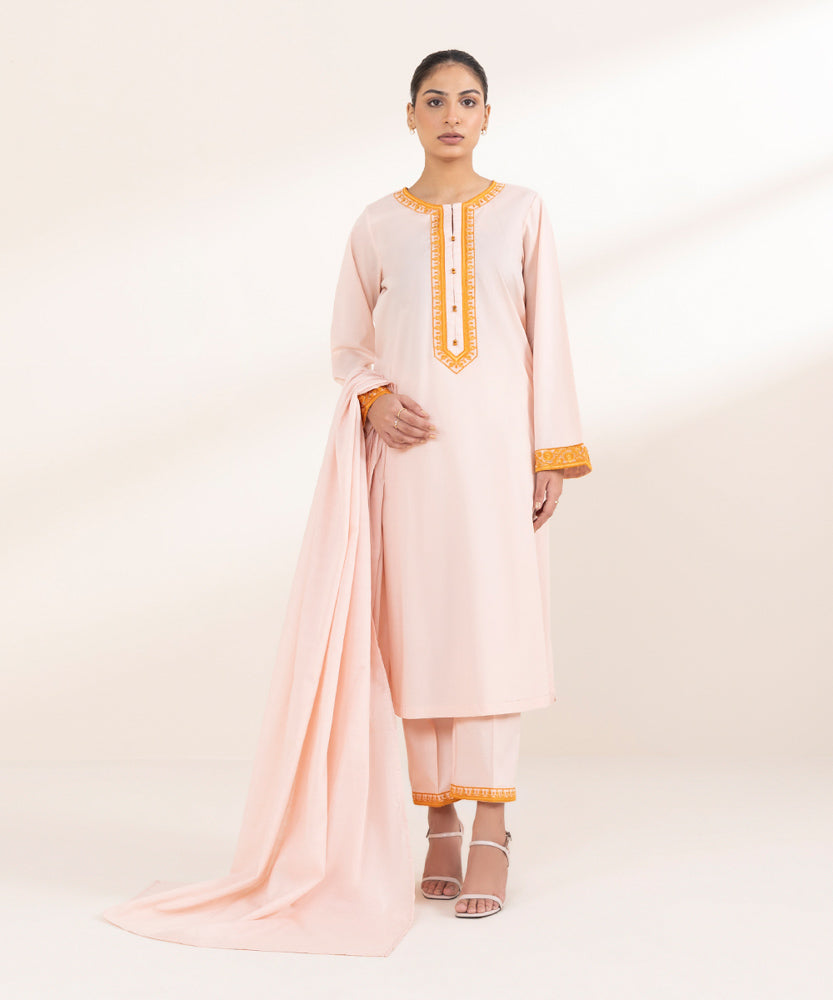 Women's Pret Solid Soft Pink Textured Voile Dupatta