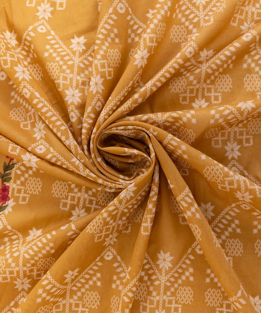 Fine Voile Orange Printed Dupatta