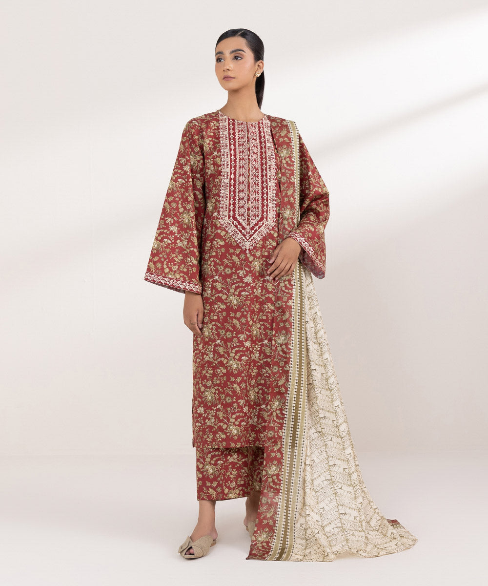 Textured Voile Multi Printed Dupatta