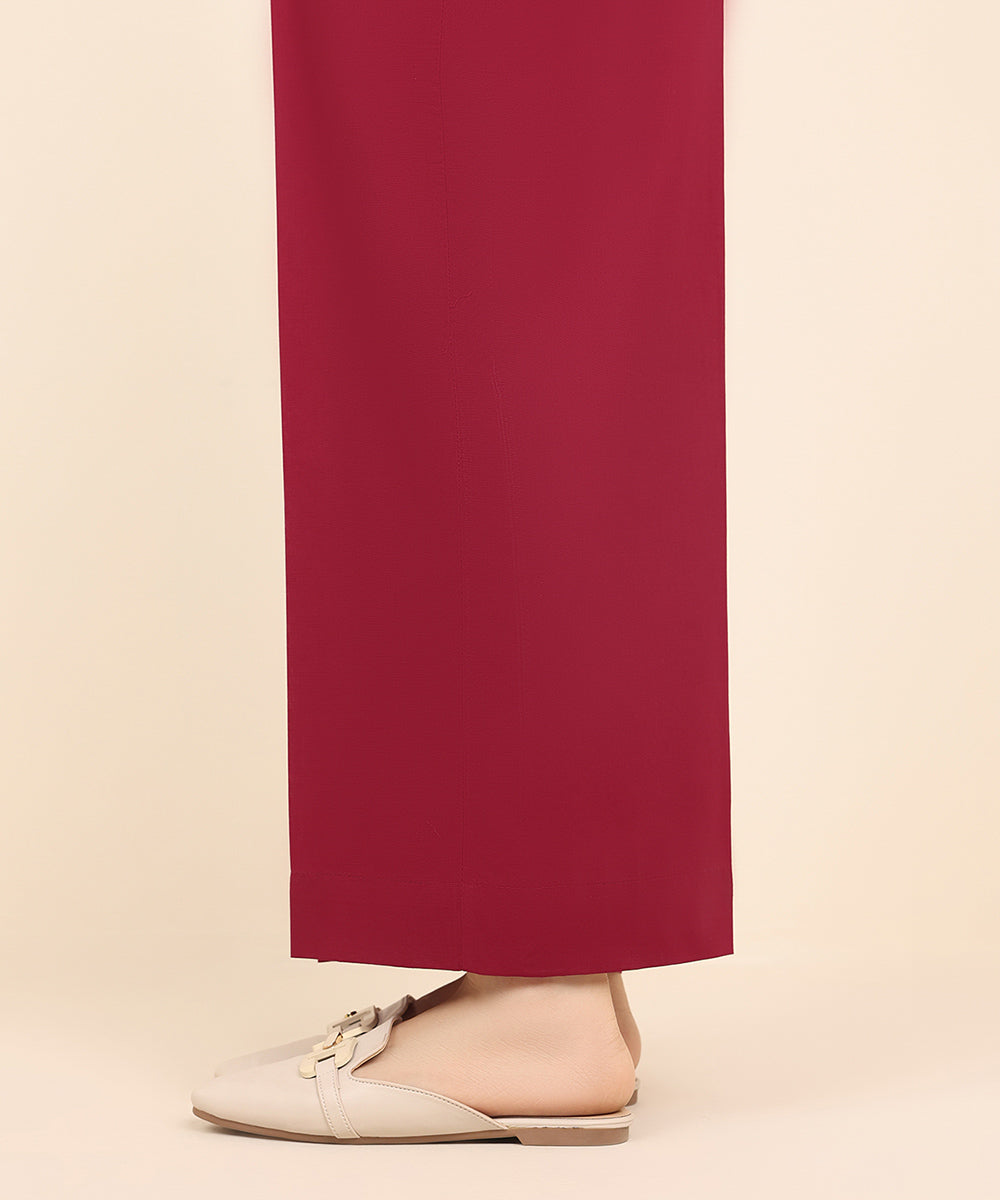 Women's Pret Cambric Red Solid Culottes