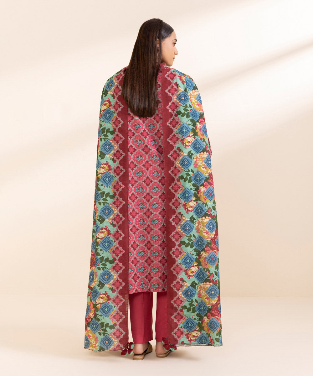 Women's Unstitched Printed Light Khaddar Three Piece Suit