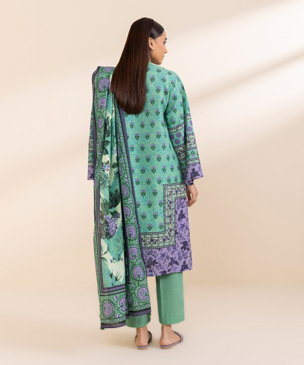 Women's Unstitched Printed Light Khaddar Three Piece Suit